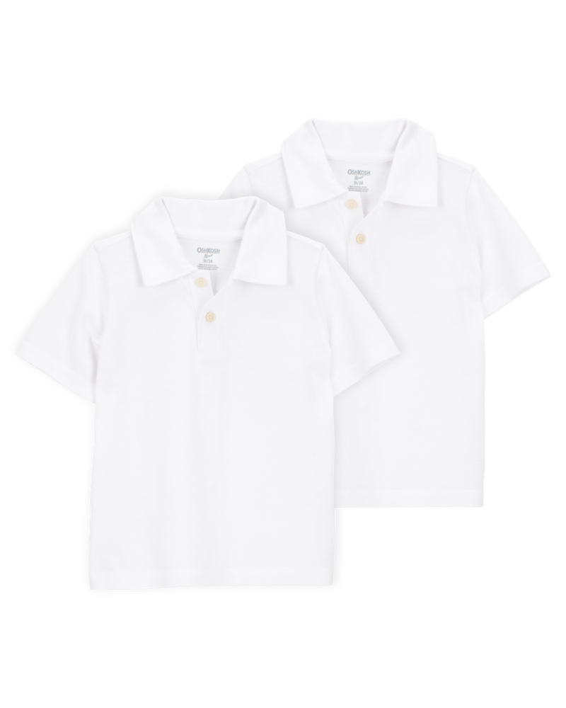 Toddler 2-Pack Pique Uniform Polo Shirts - White, image 1 of 3 slides