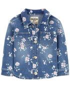 Toddler Floral Print Denim Jacket, image 1 of 4 slides