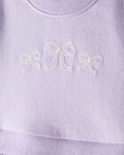 Baby Girl Bow Print Tulle Cotton Dress - Purple, image 3 of 6 slides