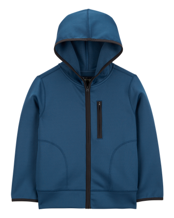 Kid Stretch Tech Zip-Up Hooded Jacket - Blue, 