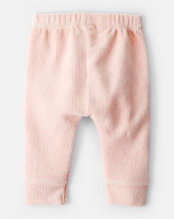 Baby Girl Ribbed Velour Pant - Pink, 