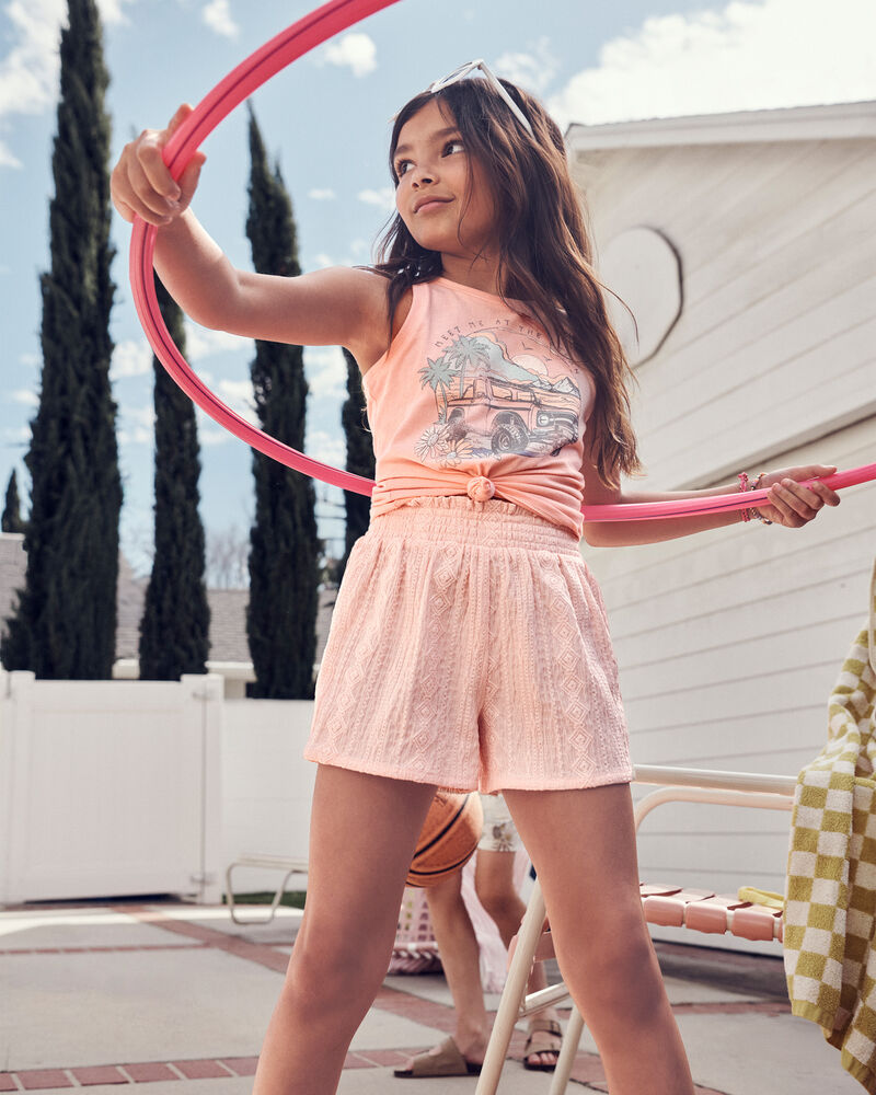 Kid Pull-On Smocked Shorts - Pink, image 4 of 5 slides