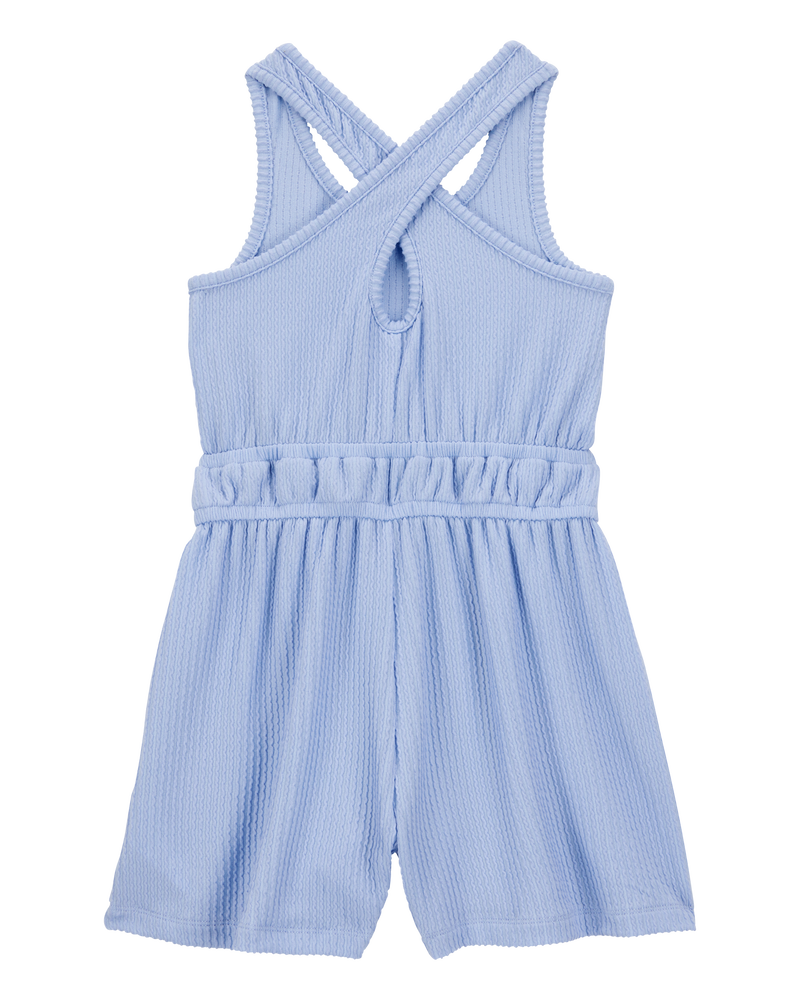 Kid Ribbed Textured Romper - Blue, image 2 of 4 slides