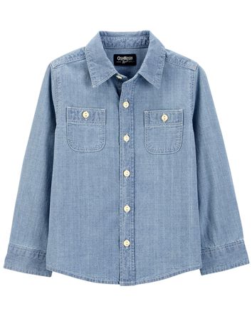 Button-Front Chambray Shirt, 