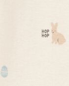 Baby Bunny Print Easter Snug Fit Cotton Footie 1-Piece Pajamas - Ivory, image 3 of 4 slides