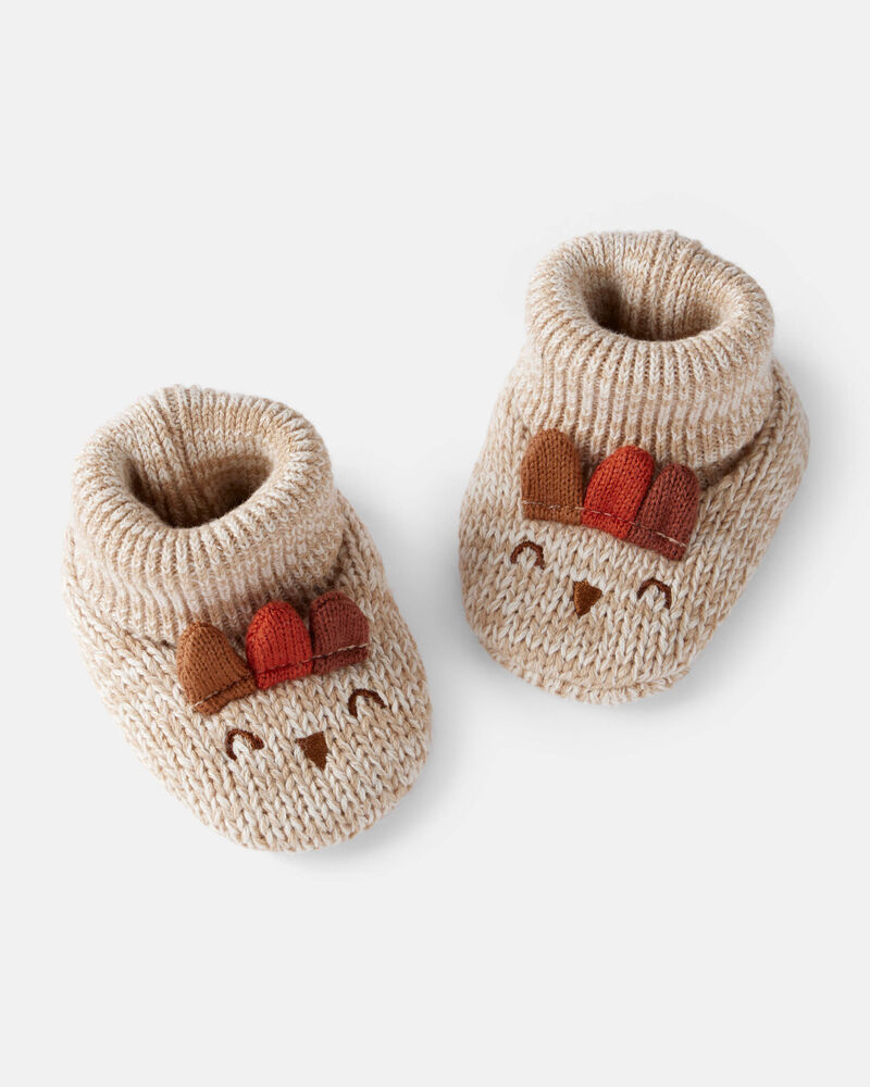 Baby Thanksgiving Booties - Brown, image 1 of 2 slides