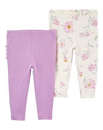 Baby 2-Pack Floral Pull-On Pants - Purple/Floral, 