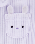 Baby Bunny 2-Way Zip Ribbed Sleep & Play Pajamas - Purple, image 2 of 3 slides