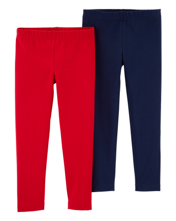 Baby 2-Pack Red & Navy Cotton Stretch Leggings, 