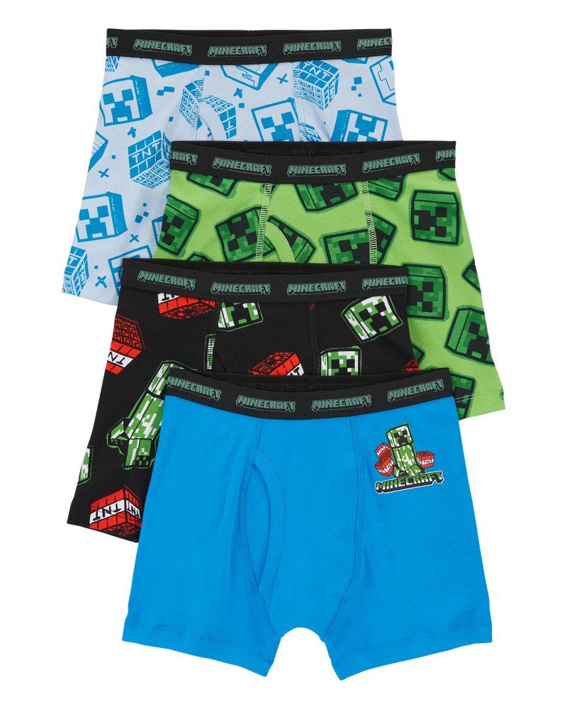 Kid 4-Pack Minecraft Boxer Briefs Underwear, image 1 of 2 slides