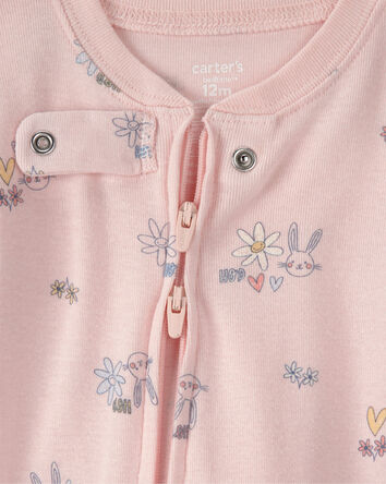Baby Girl Easter Bunny 100% Cotton Snug Fit 1-Piece Pajama Set - Pink, 