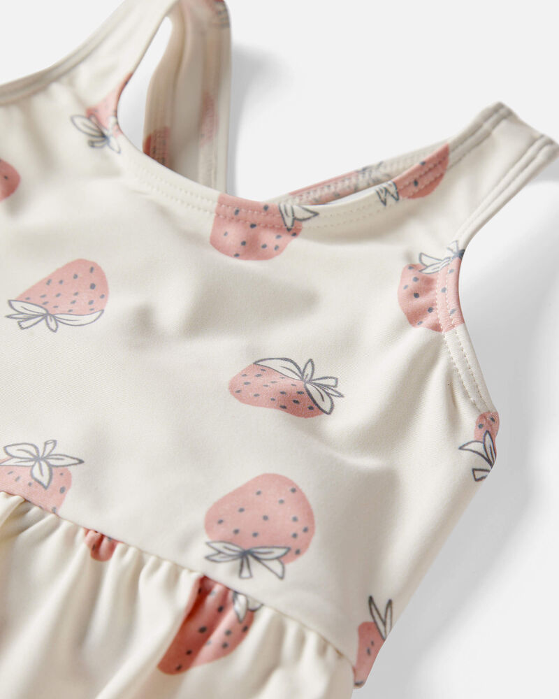 Baby Girl Recycled Strawberry-Print Swimsuit, image 3 of 5 slides