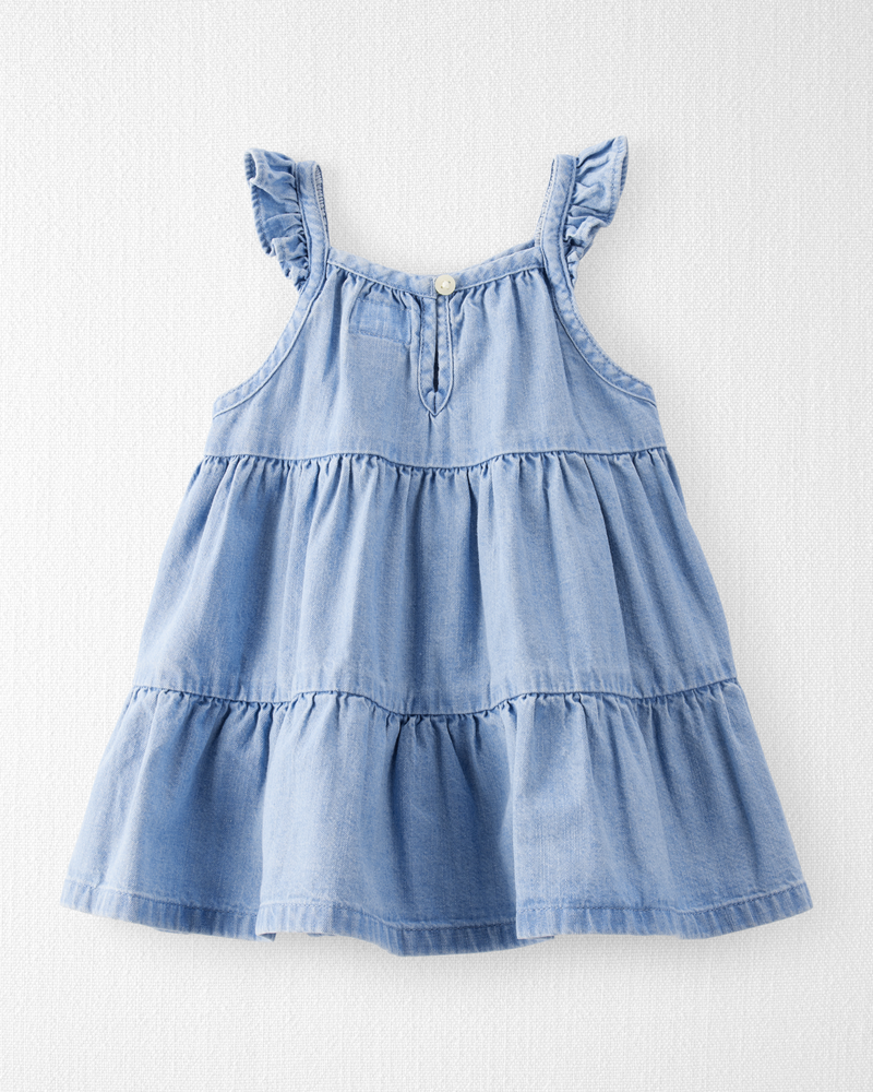 Baby Organic Cotton Chambray Dress , image 2 of 6 slides