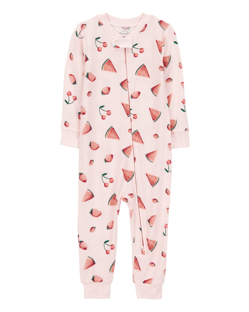 Baby Fruit Print Zip-Up PurelySoft Footless 1-Piece Pajamas - Pink, 