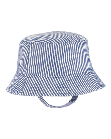 Baby Girl Linen Chambray Sun Hat - Denim, 
