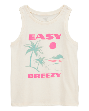 Kid Palm Tree Vintage Muscle Tank - White, 
