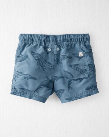 Toddler Whale Print Recycled Swim Trunks, 
