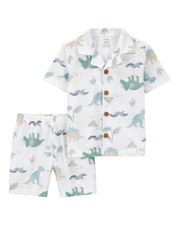 Toddler Boy 2-Piece Dinosaur Coat-Style Loose Fit Pajamas, 
