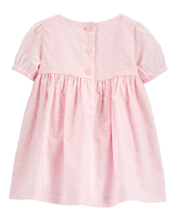 Baby Textured Babydoll Dress- Pink, 