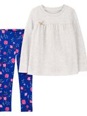 Grey - Toddler 2-Piece Floral Playwear Set