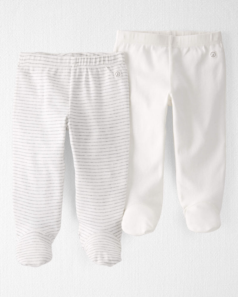 Baby 2-Pack Organic Cotton Rib Footed Pants, image 1 of 5 slides