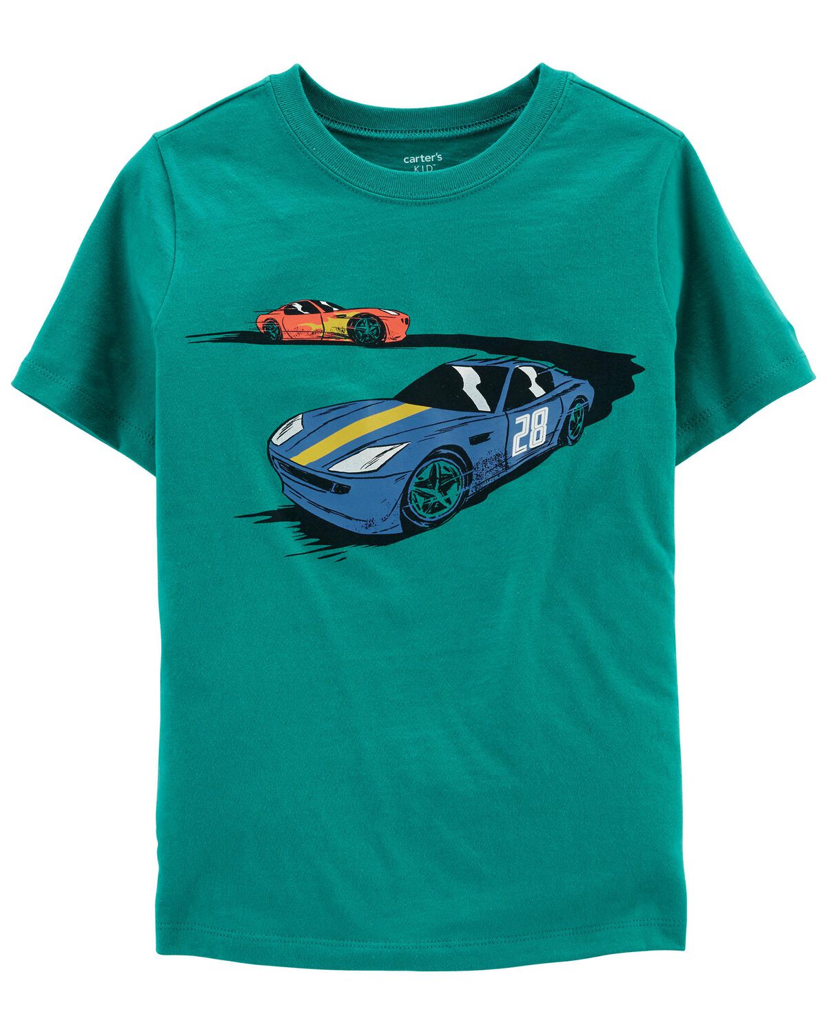 Teal Kid Race Car Jersey Tee
