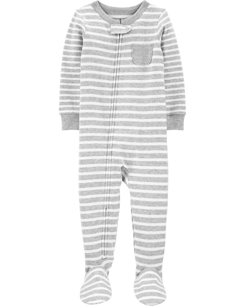 Toddler 1-Piece Striped 100% Snug Fit Cotton Footie Pajamas, image 1 of 4 slides
