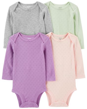 Baby 4-Piece Long-Sleeve Bodysuits, 