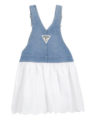 Baby Stretch Denim Eyelet Jumper Dress, image 2 of 5 slides