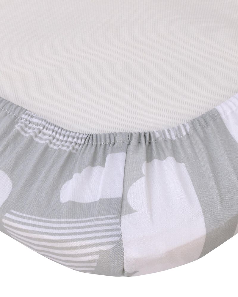 Skip Hop Cozy-Up 2-in-1 Bedside Sleeper 100% Cotton Fitted Bassinet Sheet - Grey & White Clouds , image 3 of 4 slides