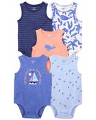 Baby 5-Pack Sea Print Tank Bodysuits, image 1 of 7 slides