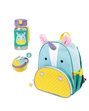 Little Kid 3-Piece Unicorn Backpack, Straw Bottle & Snack Cup Set, 