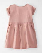 Toddler Organic Cotton Gauze Dress in Pink, image 2 of 5 slides