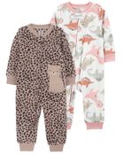 Toddler 2-Pack Fleece Footless Pajamas, image 1 of 5 slides