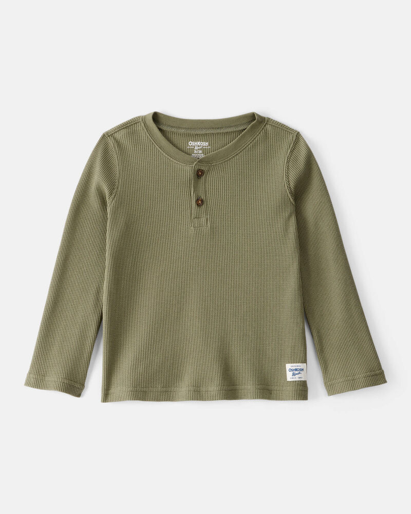 Toddler Boy Long-Sleeve Henley T-Shirt - Green, image 1 of 3 slides