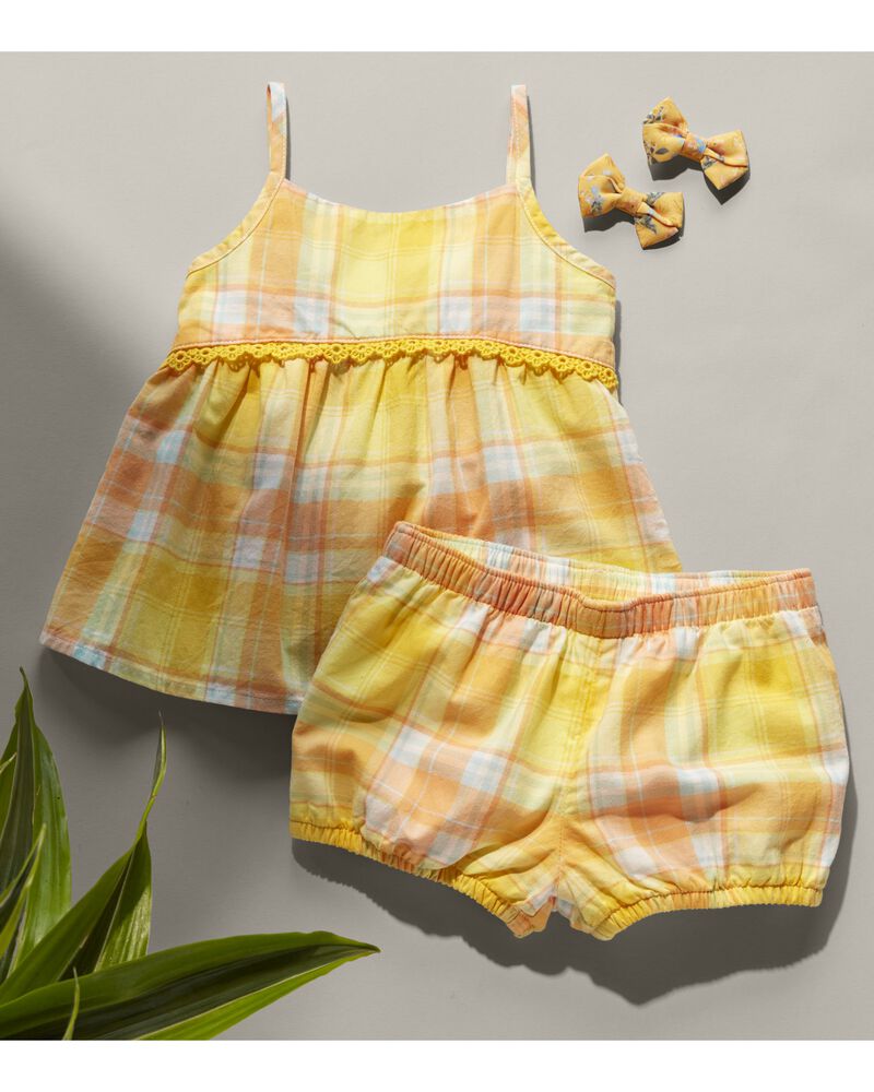 Baby 2-Piece Plaid Set with Bubble Shorts, image 5 of 5 slides