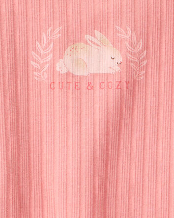 Toddler Girl 2-Piece Bunny Drop Needle Ribbed Pajamas - Pink, 