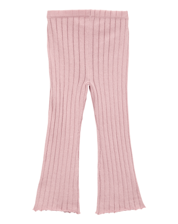 Baby Ribbed Sweater Knit Flare Pants - Pink, 