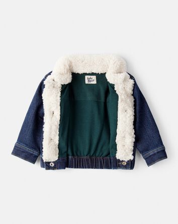Baby Boy Sherpa Denim Jacket - Dark Wash, 