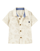 Baby Tropical Paisley Cotton Short-Sleeve Top - Cream, image 1 of 3 slides