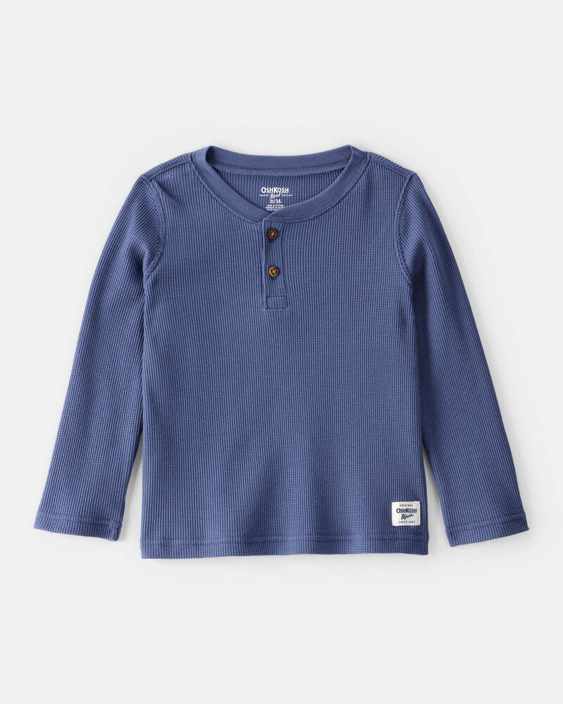 Toddler Boy Long-Sleeve Henley T-Shirt - Blue, image 1 of 3 slides