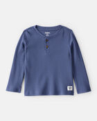 Toddler Boy Long-Sleeve Henley T-Shirt - Blue, image 1 of 3 slides