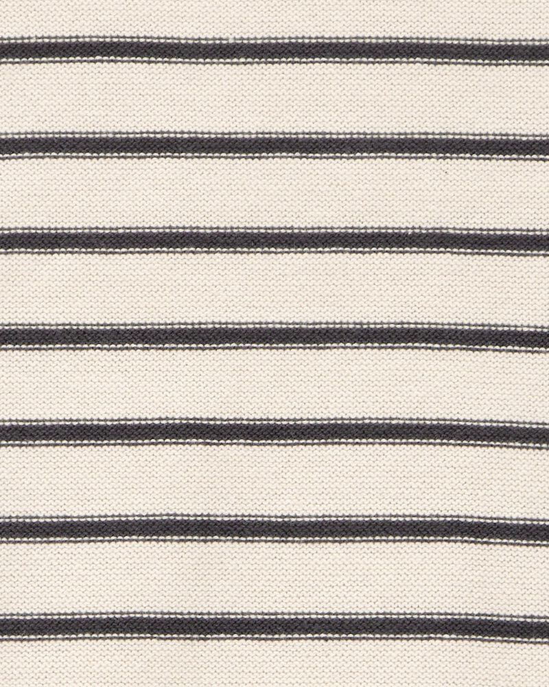 Toddler Striped Flutter Sleeves Sweater Top - Black/Cream, image 2 of 3 slides
