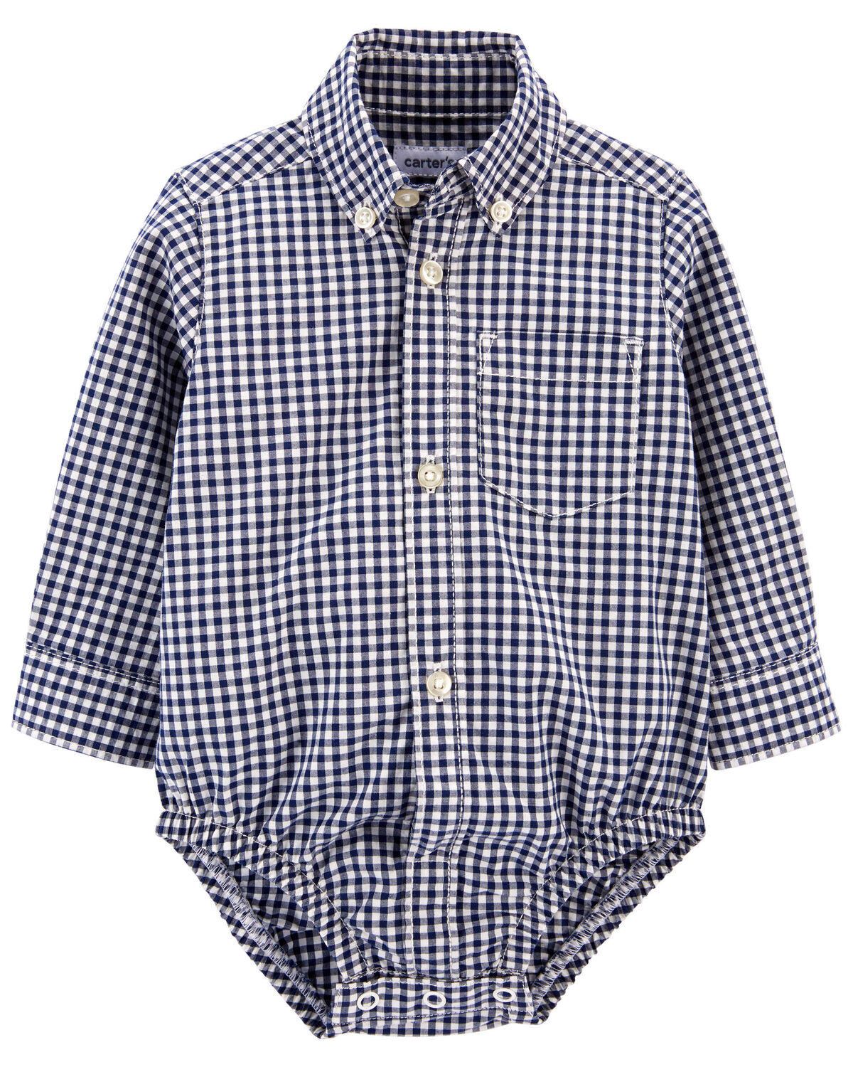 Navy Baby Gingham ButtonFront Bodysuit