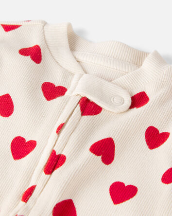 Baby Organic Cotton Sleep & Play Pajamas in Forever Hearts Print, 