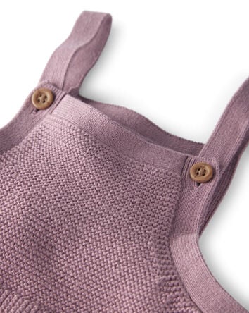 Baby Girl Organic Cotton Sweater Knit Overalls, 