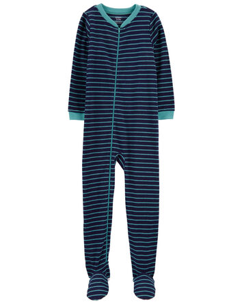 Kid 1-Piece Striped Fleece Footie Pajamas, 