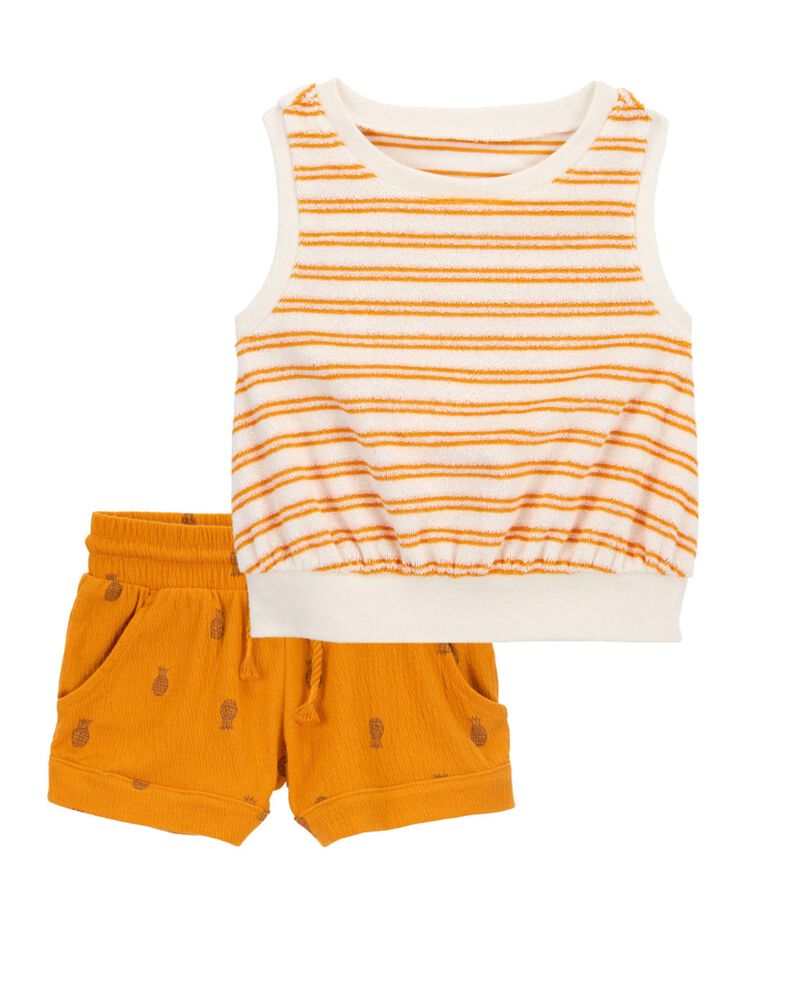 Baby 2-Piece Striped Terry Tank & Pull-On Shorts Set, image 1 of 1 slides