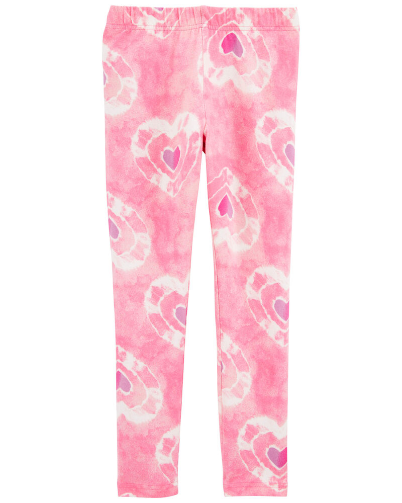 Heart-Print Stretch Leggings - Pink, image 2 of 4 slides