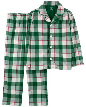 Kid 2-Piece Plaid Coat-Style Pajamas, 